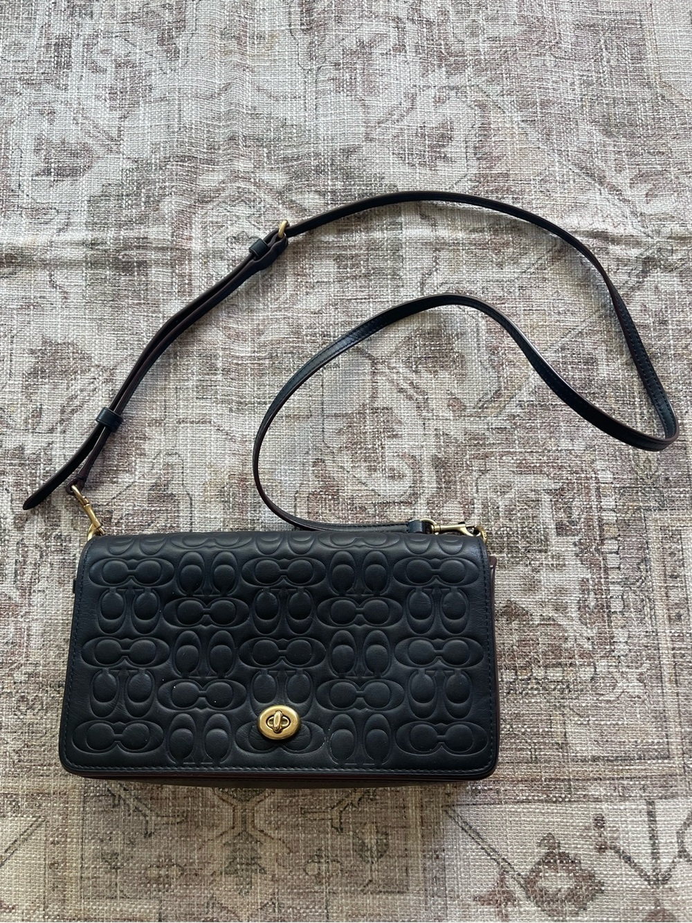 Coach Black Dinky 1941 Signature Embossed Leather Crossbody Bag